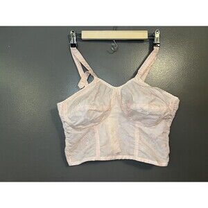 Bustier Top Womens Small Pink Floral Jacquard Longline Bra Lingerie Crop Corset